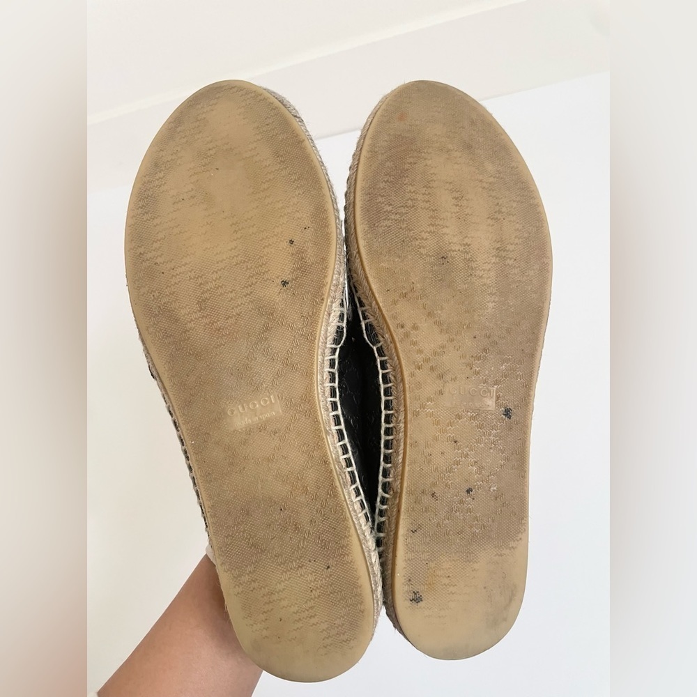 GUCCI Black Microguccissima Leather Slip On Espadrille Flats EU 38 - Picture 5 of 10